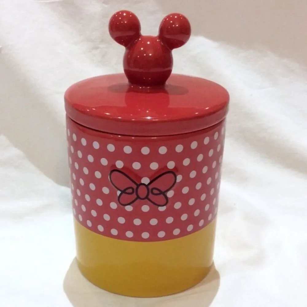 Disney Minnie Mouse Ceramic Cannister NWT Disney Parks Red Polka Dots